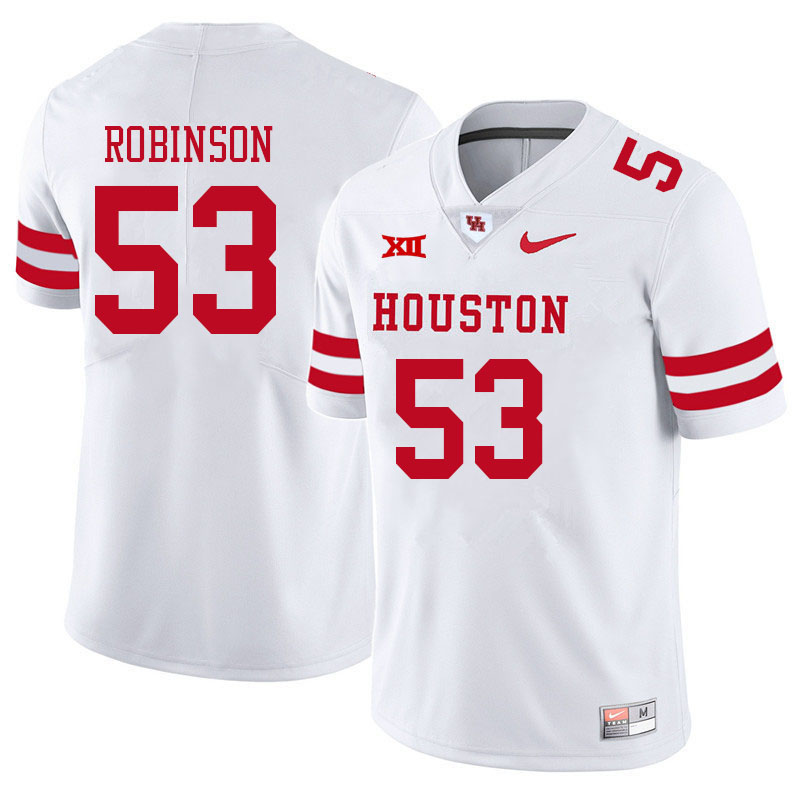 Men #53 Lance Robinson Houston Cougars College Big 12 Conference Football Jerseys Sale-White